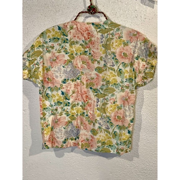 Passports Pier 1 Top Womens Sz M Floral Button Down Shirt Rare VTG - Picture 2 of 5